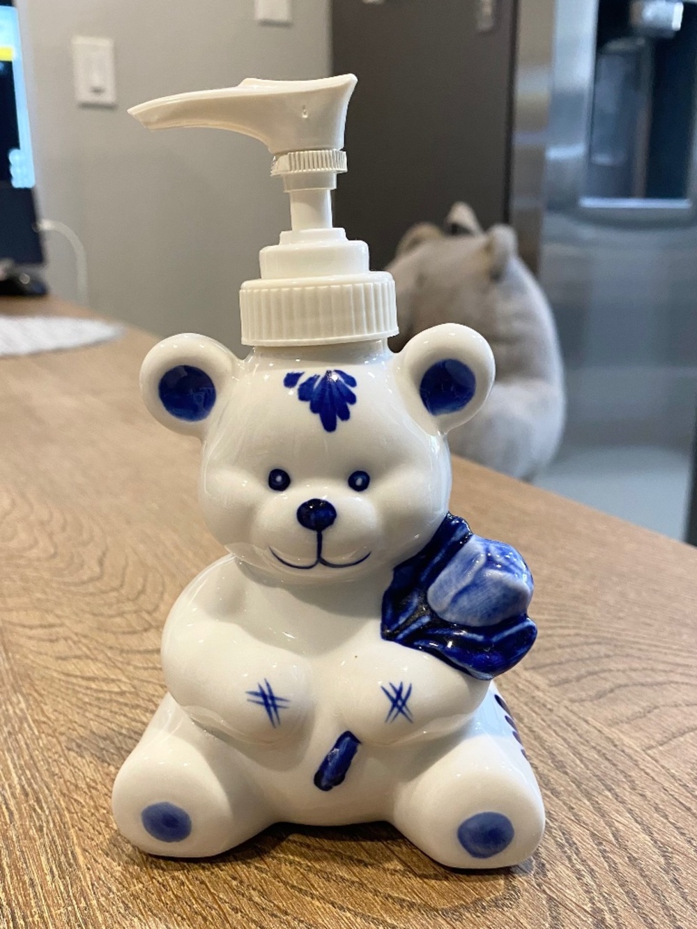 Delft Whimsical Blue and White Bear Soap Dispenser